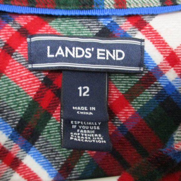 Lands' End Long Sleeve Button Down Plaid Red Women Size | 12 - Picture 3 of 9